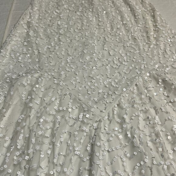 Cache White Sequin Beaded Formal Gown Dress Size 4 Open Back Evening Wedding - Picture 5 of 12